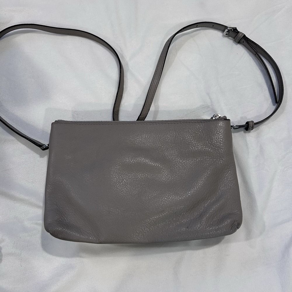 Michael Kors Shoulder Cross Bag Gray‎  Pebble Leather 32S7SAFC3L Tag Double Zip - Picture 8 of 14
